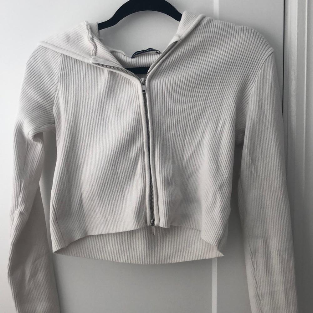 brandy melville ribbed zip up hoodie